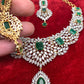 AD Emerald Green Stone Neckline Short Necklace