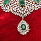 AD Emerald Green Stone Neckline Short Necklace