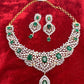 AD Emerald Green Stone Neckline Short Necklace