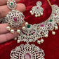 AD Multi Color Stone Ganga Jamuna Polish Neckline Short Necklace