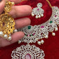 AD Multi Color Stone Ganga Jamuna Polish Neckline Short Necklace