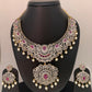AD Ruby Red Stone Ganga Jamuna Polish Neckline Short Necklace