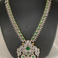 AD Emerald Green Stone Peacock Design Long Necklace