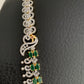 AD Emerald Green Stone Peacock Design Long Necklace