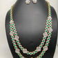 AD Emerald Green Stone Double Layer Long Necklace