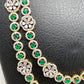 AD Emerald Green Stone Double Layer Long Necklace