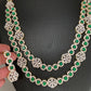 AD Emerald Green Stone Double Layer Long Necklace