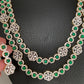 AD Emerald Green Stone Double Layer Long Necklace