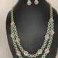 AD Emerald Green Stone Double Layer Long Necklace