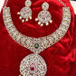 AD Multi Color Stone Ganga Jamuna Polish Neckline Short Necklace