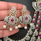 AD Ruby Pink Stone Multi Layer Long Necklace