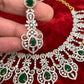 AD Emerald Green Stone Neckline Short Necklace