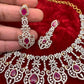 AD Ruby Red Stone Neckline Short Necklace