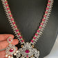 AD Ruby Red Stone Peacock Design Long Necklace