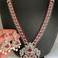 AD Ruby Red Stone Peacock Design Long Necklace