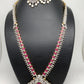 AD Ruby Red Stone Peacock Design Long Necklace