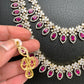 AD Ruby Red Stone Double Layer Long Necklace