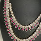 AD Ruby Red Stone Double Layer Long Necklace