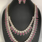 AD Ruby Red Stone Double Layer Long Necklace