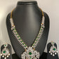 AD Emerald Green Stone Peacock Design Short Necklace