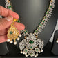 AD Emerald Green Stone Peacock Design Short Necklace