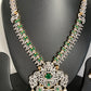 AD Emerald Green Stone Peacock Design Short Necklace