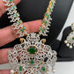 AD Emerald Green Stone Peacock Design Short Necklace