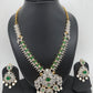AD Emerald Green Stone Peacock Design Short Necklace