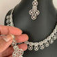 Simple AD Clear Stone Silver Polish Short Necklace