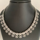 Simple AD Clear Stone Silver Polish Short Necklace