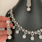 AD Clear Stone Silver Polish Short Necklace