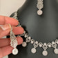 AD Clear Stone Silver Polish Short Necklace