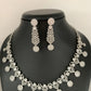 AD Clear Stone Silver Polish Short Necklace