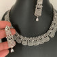 Elegant AD Silver Polish Neckline Short Necklace