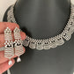 Elegant AD Silver Polish Neckline Short Necklace