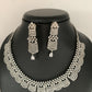 Elegant AD Silver Polish Neckline Short Necklace