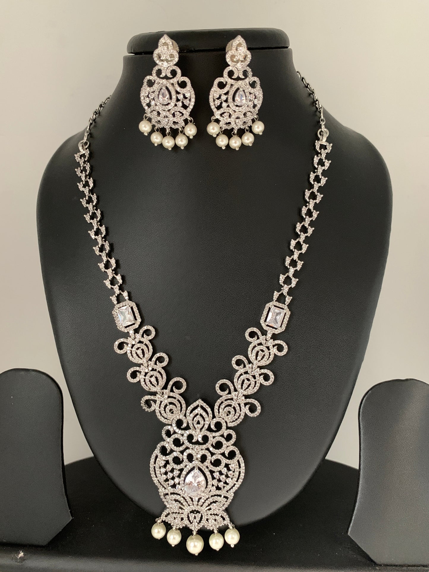 CZ Silver Polish Short Necklace