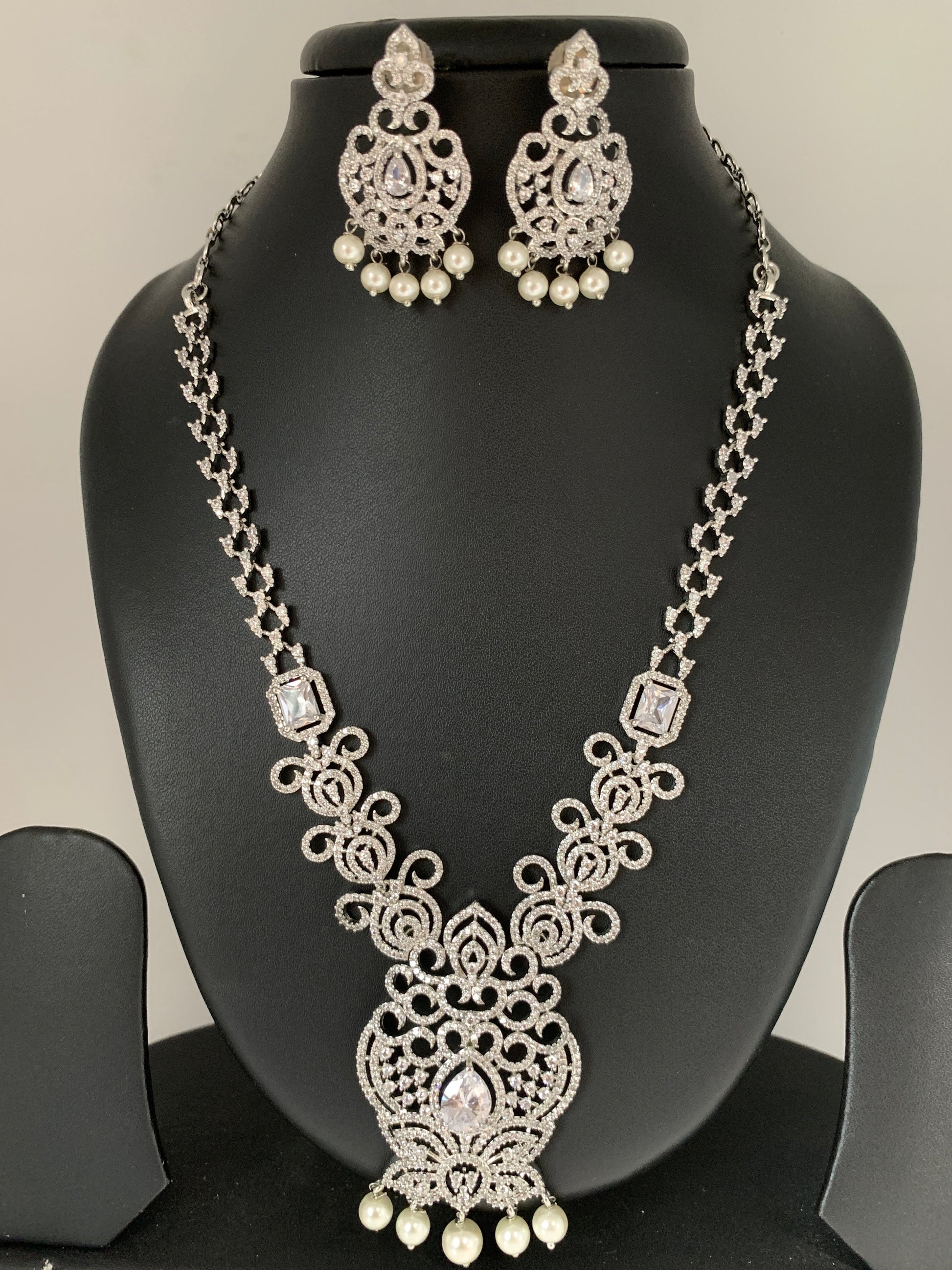 CZ Silver Polish Short Necklace