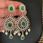 AD Emerald Green Stone Dual Tone Long Necklace