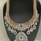AD Emerald Green Stone Dual Tone Long Necklace