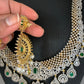 AD Emerald Green Stone Dual Tone Long Necklace
