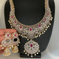 AD Ruby Red Stone Dual Tone Long Necklace