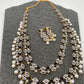 AD Double Line Sapphire Blue Stone Long Necklace