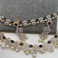 AD Double Line Sapphire Blue Stone Long Necklace