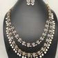 AD Double Line Sapphire Blue Stone Long Necklace