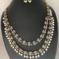 AD Double Line Sapphire Blue Stone Long Necklace