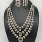 AD Emerald Green Stone Multi Layer Long Necklace