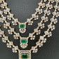 AD Emerald Green Stone Multi Layer Long Necklace