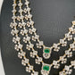 AD Emerald Green Stone Multi Layer Long Necklace