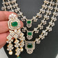 AD Emerald Green Stone Multi Layer Long Necklace